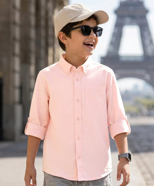 Premium Boys Light Pink Full Sleeve Cotton Casual Shirt